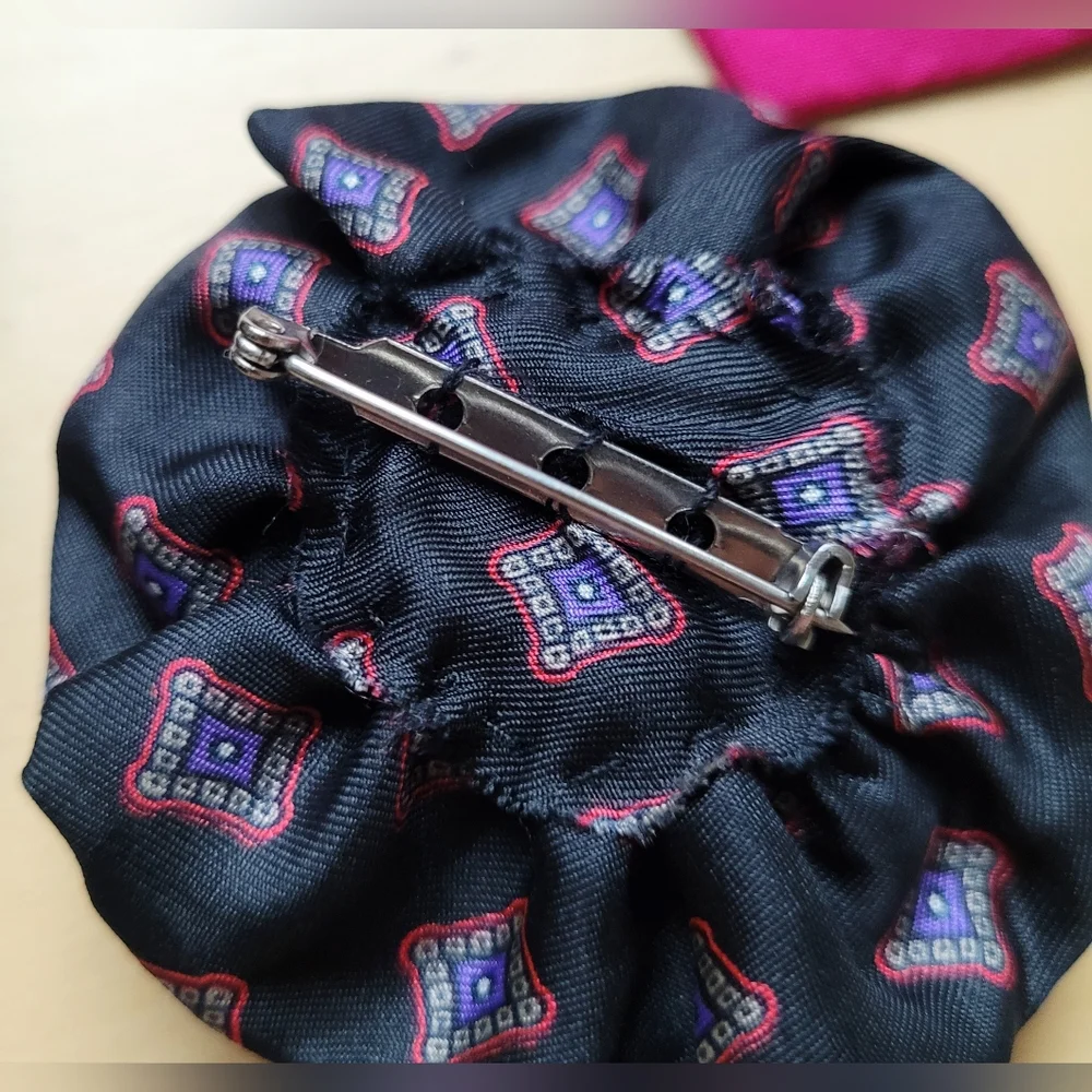 Set Of 2 Fabric Rosette Pins/Brooches/Boutonnieres